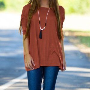 PIKO 3/4 Sleeve Rust Top NWT